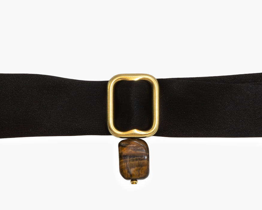 Tiger's Eye + Black Silk Tie