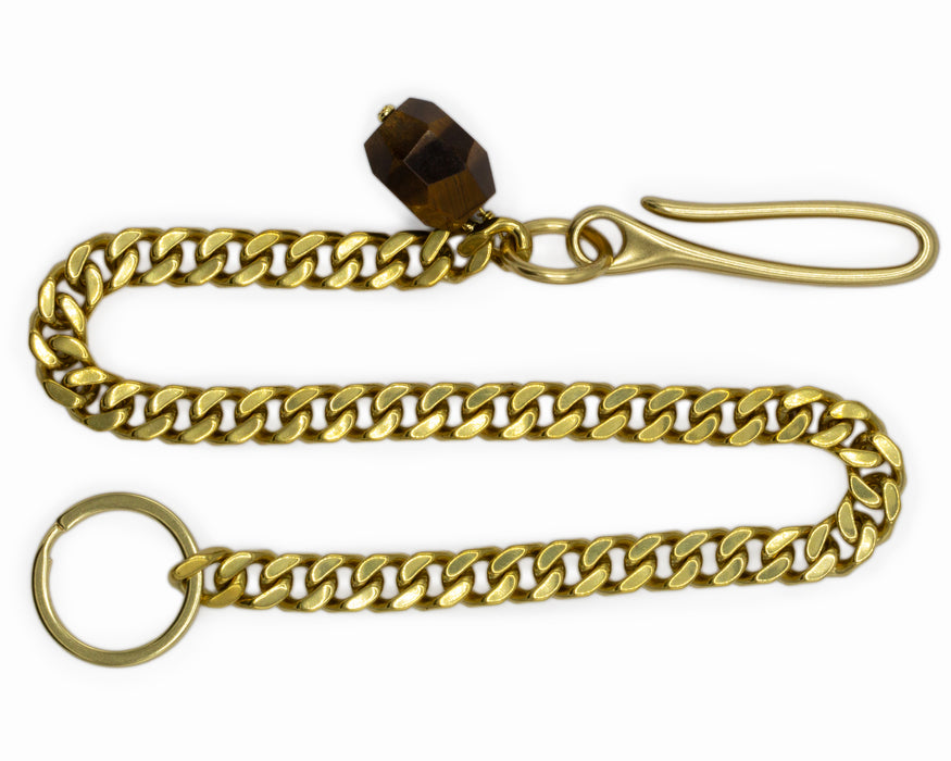 Tiger's Eye Pocket Chain Brass
