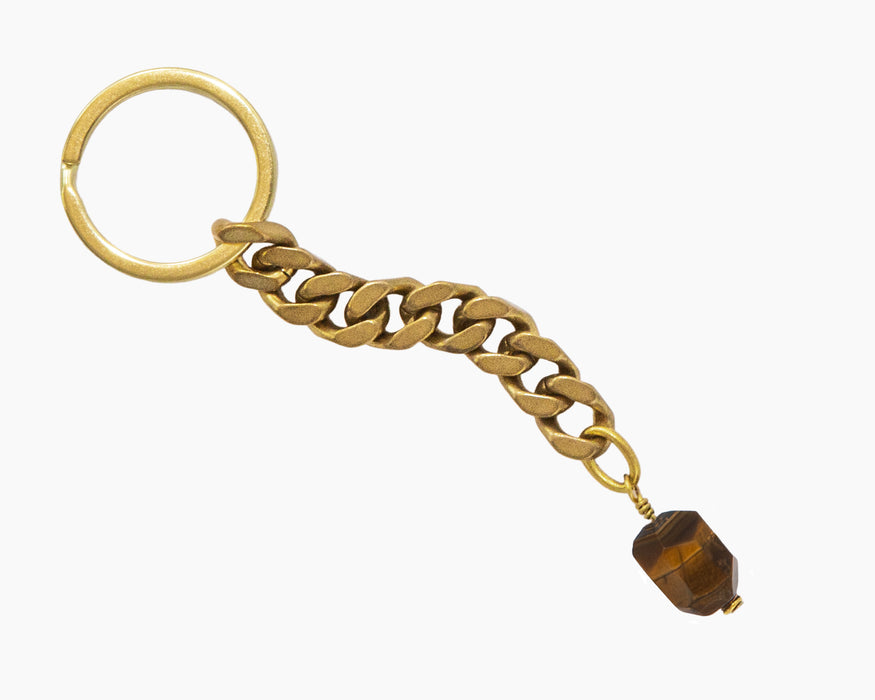 Tiger's Eye Key Chain Brass