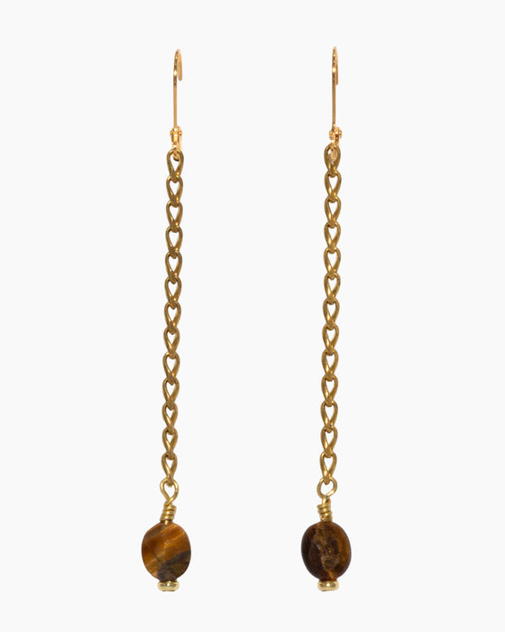 Tiger's Eye Earrings Brass