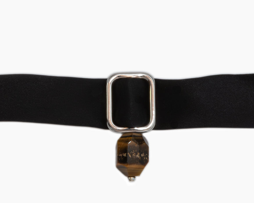 Tiger's Eye + Black Silk Tie