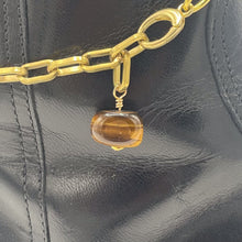 Load image into Gallery viewer, Tiger&#39;s Eye BOOT Anklet Brass Chain
