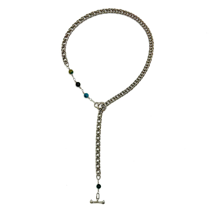Apatite IGNITE Toggle Necklace ~ Stainless Steel CABLE Chain