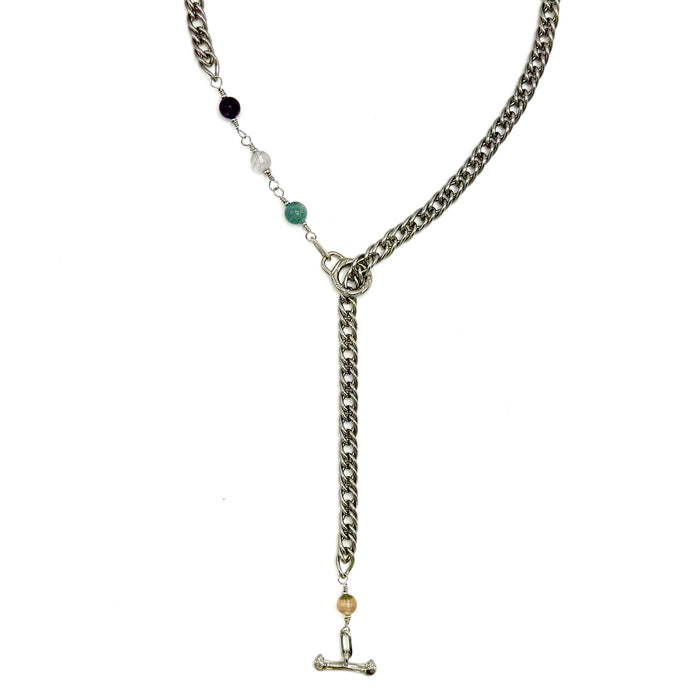 Fluorite IGNITE Toggle Necklace ~ Stainless Steel CABLE Chain