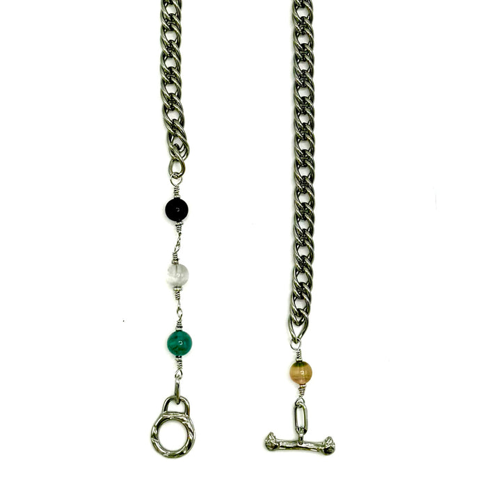 Fluorite IGNITE Toggle Necklace ~ Stainless Steel CABLE Chain