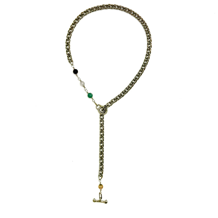 Fluorite IGNITE Toggle Necklace ~ Stainless Steel CABLE Chain