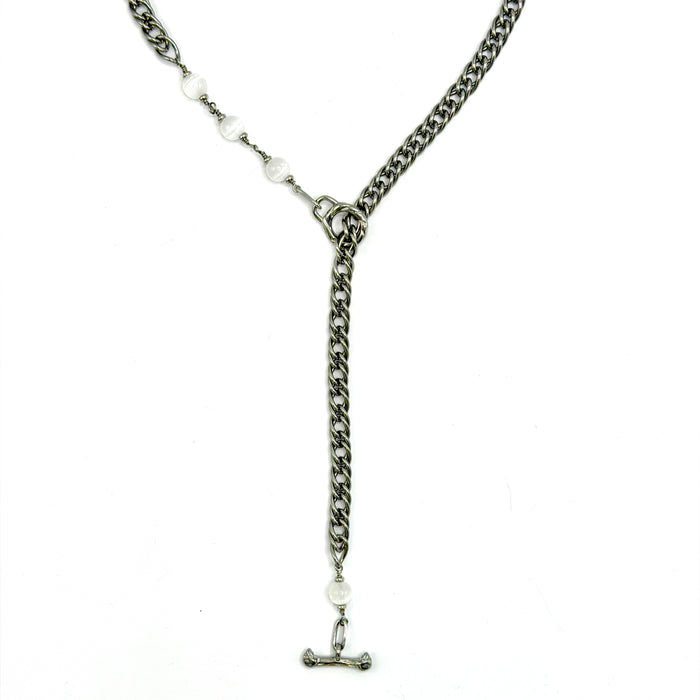 Selenite IGNITE Toggle Necklace ~ Brass CABLE Chain