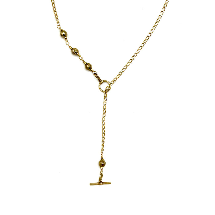 Pyrite IGNITE Toggle Necklace ~ Brass FINE CURB Chain