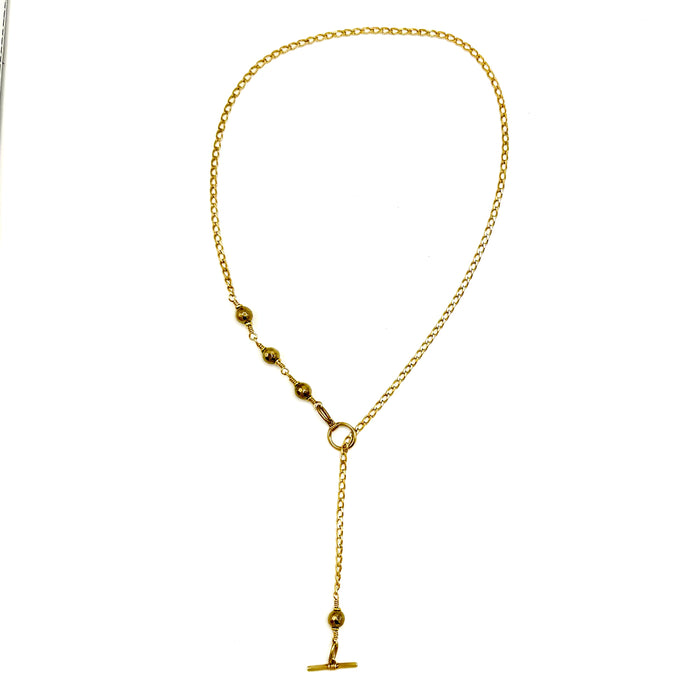 Pyrite IGNITE Toggle Necklace ~ Brass FINE CURB Chain