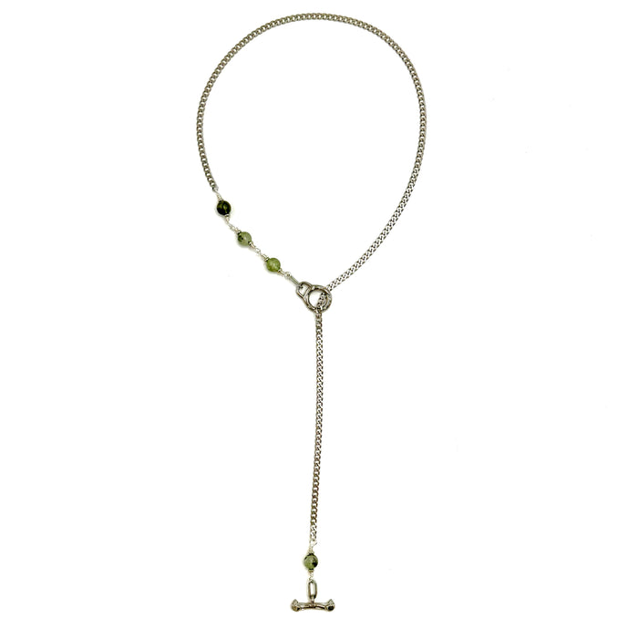 Prehnite IGNITE Toggle Necklace ~ Stainless Steel FINE CURB Chain