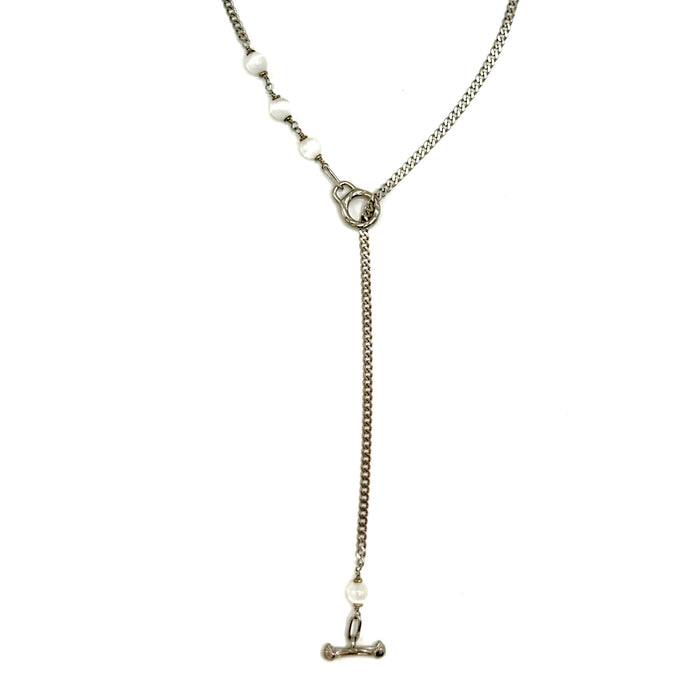 Selenite IGNITE Toggle Necklace ~ Stainless Steel FINE CURB Chain