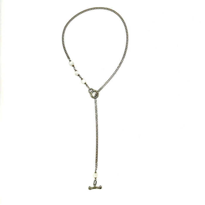 Selenite IGNITE Toggle Necklace ~ Stainless Steel FINE CURB Chain