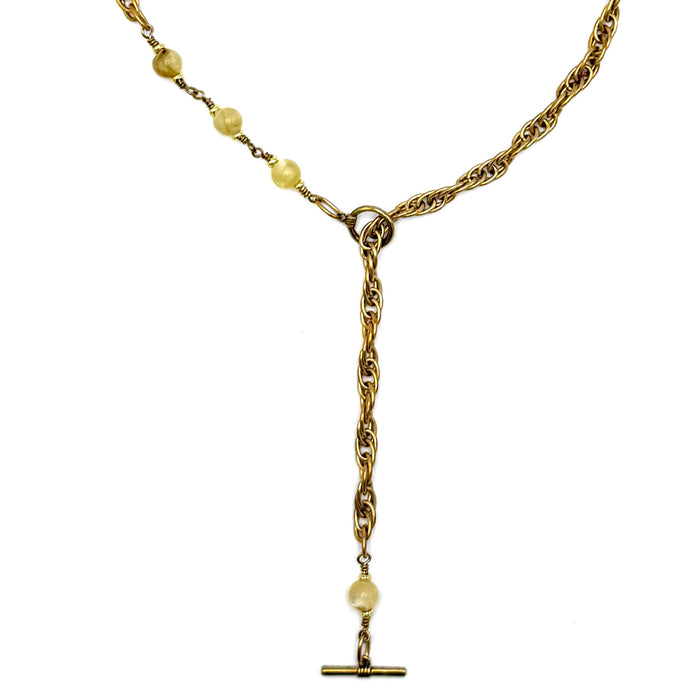 GOLDEN LEPIDOLITE TOGGLE BRASS CABLE
