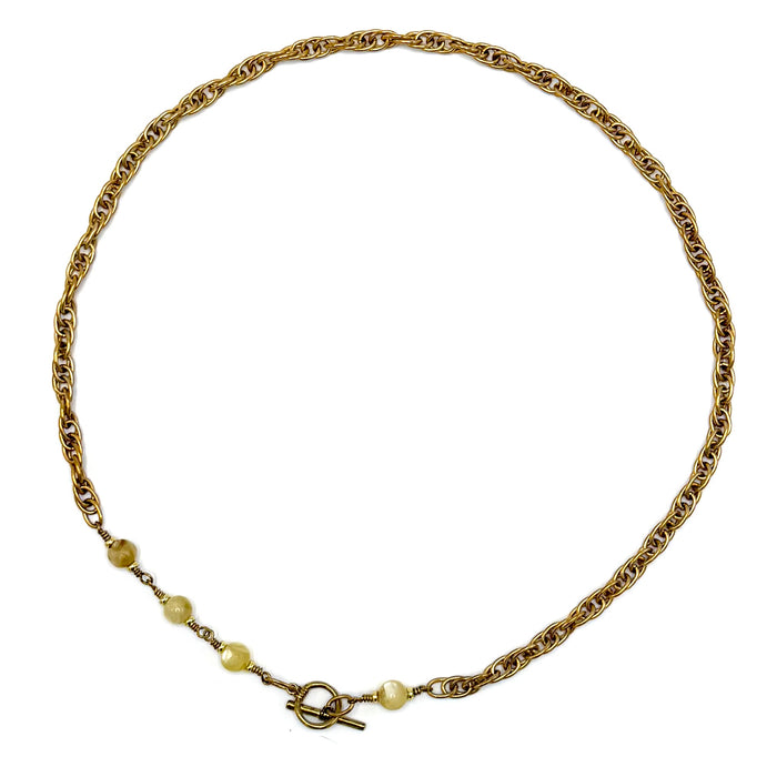 GOLDEN LEPIDOLITE TOGGLE BRASS CABLE
