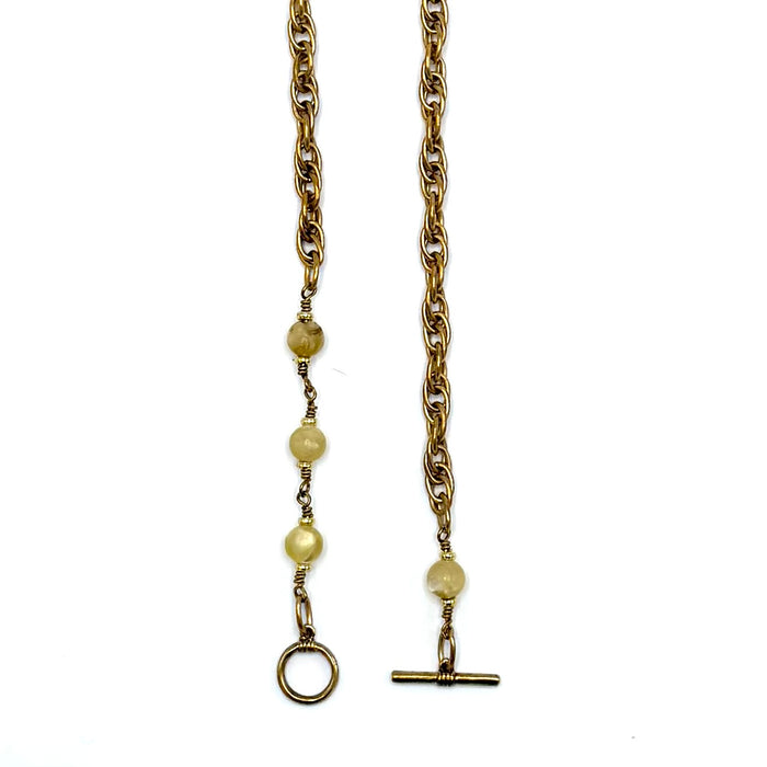 GOLDEN LEPIDOLITE TOGGLE BRASS CABLE
