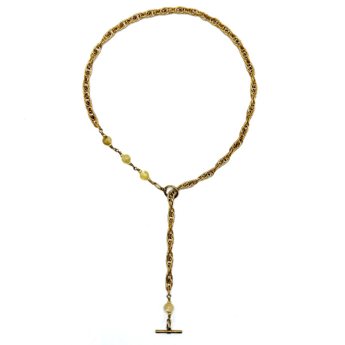 GOLDEN LEPIDOLITE TOGGLE BRASS CABLE