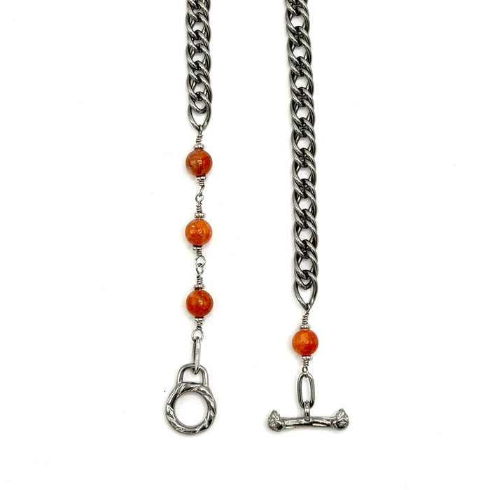 ORANGE CALCITE TOGGLE STAINLESS CABLE