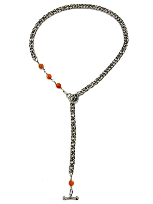 ORANGE CALCITE TOGGLE STAINLESS CABLE