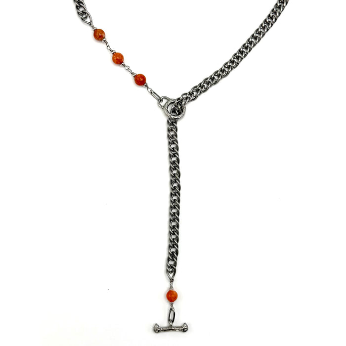 ORANGE CALCITE TOGGLE STAINLESS CABLE
