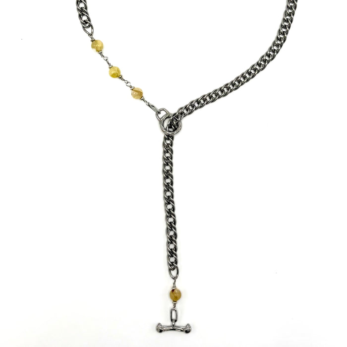 GOLDEN LEPIDOLITE STAINLESS CABLE