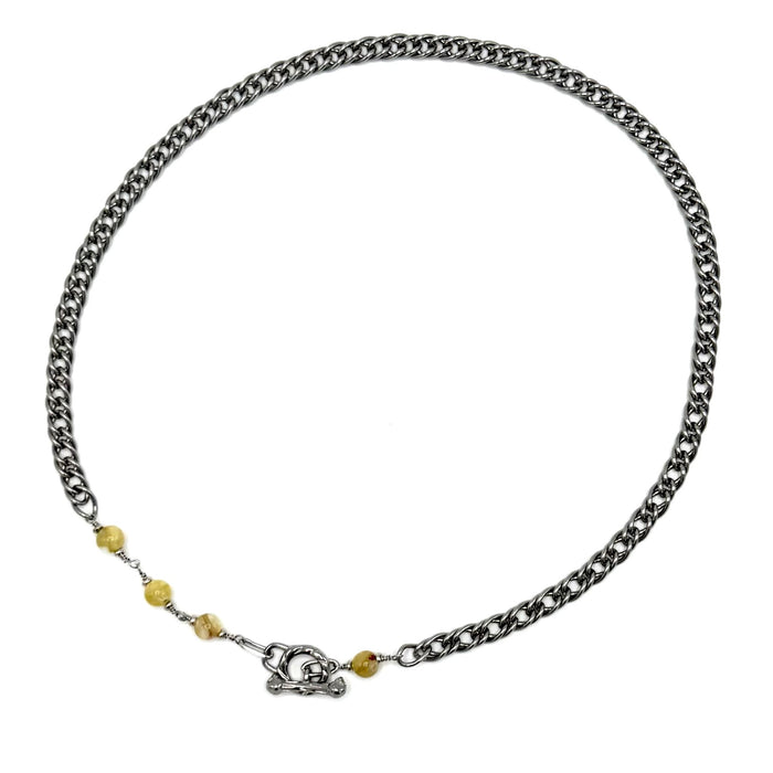 GOLDEN LEPIDOLITE STAINLESS CABLE