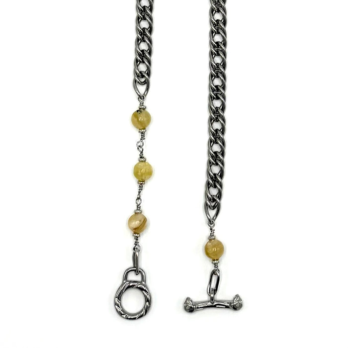 GOLDEN LEPIDOLITE STAINLESS CABLE
