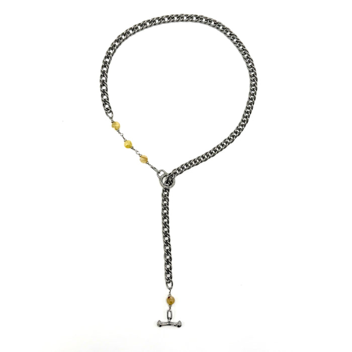 GOLDEN LEPIDOLITE STAINLESS CABLE