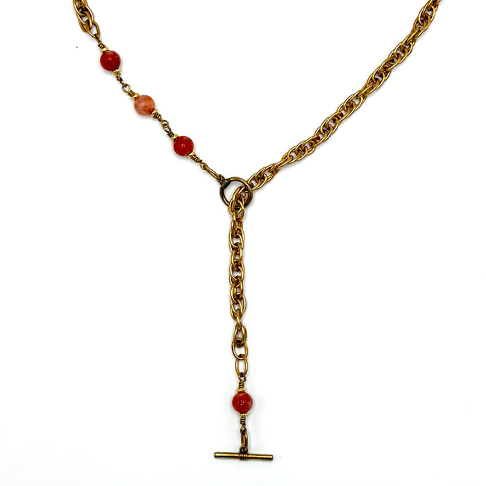 ORANGE CALCITE TOGGLE BRASS CABLE