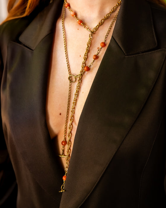 ORANGE CALCITE TOGGLE BRASS CABLE