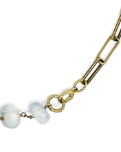 Load image into Gallery viewer, Aquamarine Necklace Brass Paper Clip Chain
