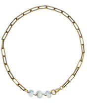 Load image into Gallery viewer, Aquamarine Necklace Brass Paper Clip Chain
