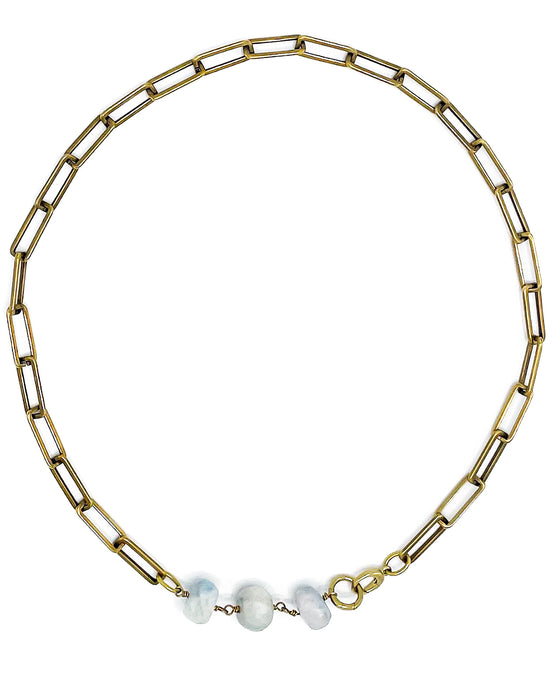 AQUAMARINE PAPER CLIP NECKLACE