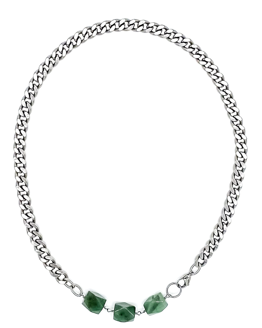 Aventurine Necklace Stainless Steel Curb Chain