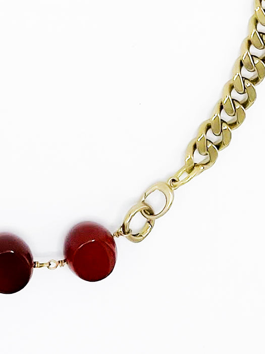 Carnelian Necklace Brass Curb Chain