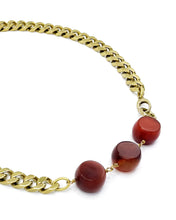 Load image into Gallery viewer, Carnelian Necklace Brass Curb Chain
