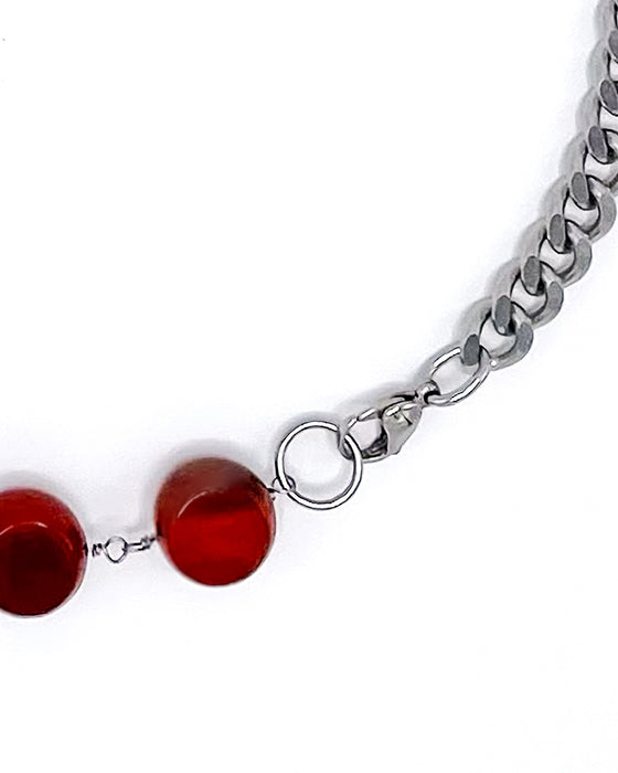 Carnelian Necklace Stainless Steel Curb Chain