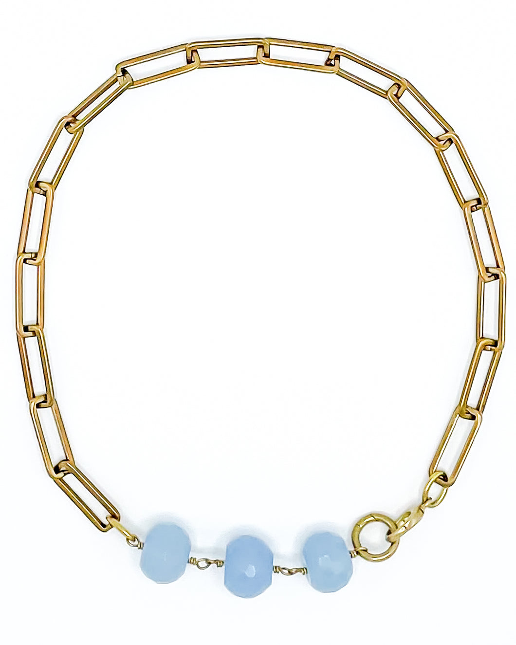 Chalcedony Necklace Brass Paper Clip Chain