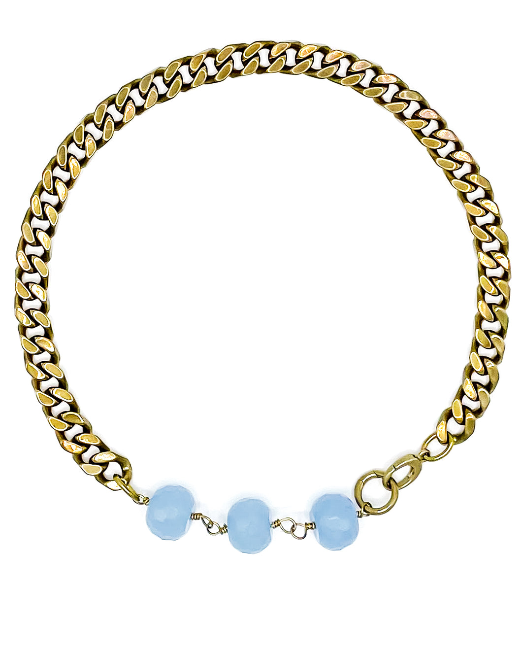 Chalcedony Necklace Brass Curb Chain
