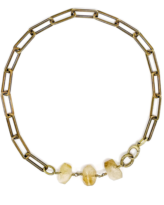 CITRINE PAPER CLIP NECKLACE