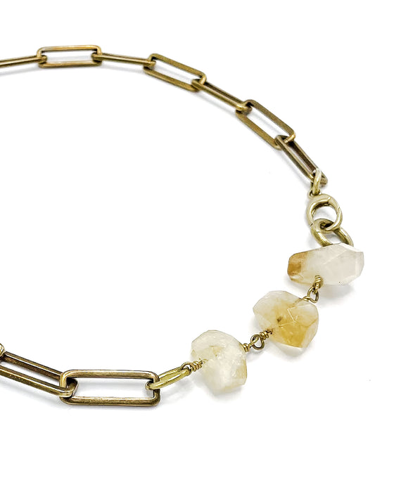 CITRINE PAPER CLIP NECKLACE