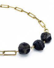 Load image into Gallery viewer, Garnet Necklace Brass Paper Clip Chain
