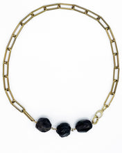 Load image into Gallery viewer, Garnet Necklace Brass Paper Clip Chain
