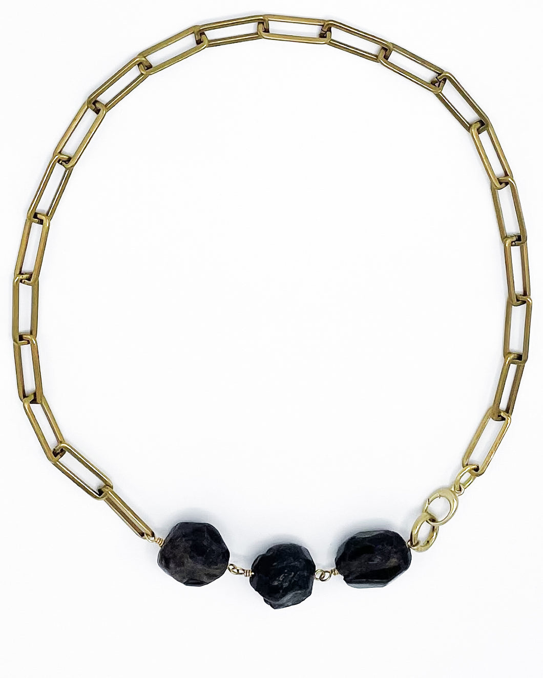 Garnet Necklace Brass Paper Clip Chain