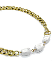 Load image into Gallery viewer, Howlite Necklace Brass Curb Chain
