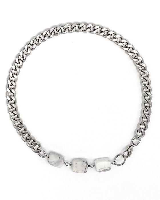 Howlite Necklace Stainless Steel Curb Chain