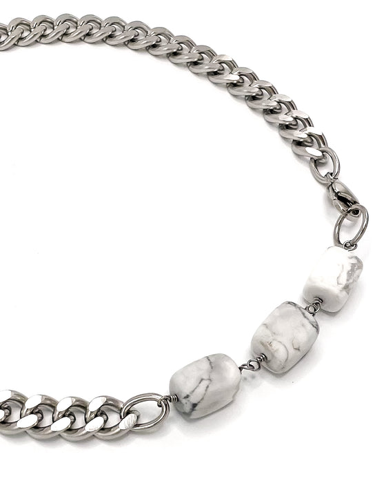 Howlite Necklace Stainless Steel Curb Chain