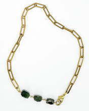 Load image into Gallery viewer, Jade Necklace Brass Paper Clip Chain
