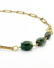 Load image into Gallery viewer, Jade Necklace Brass Paper Clip Chain
