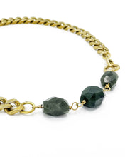 Load image into Gallery viewer, Jade Necklace Brass Curb Chain
