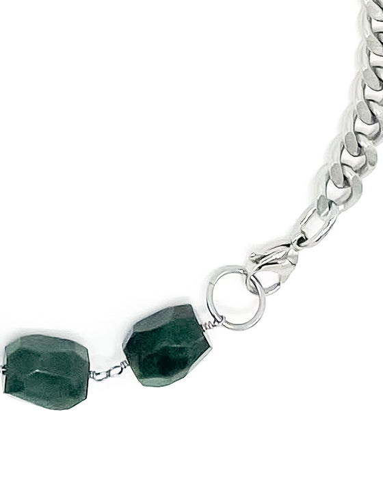 Jade Necklace Stainless Steel Curb Chain